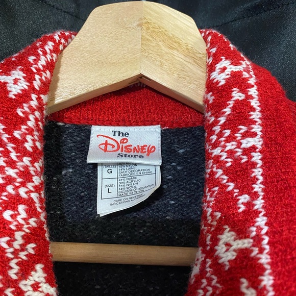 The Disney Store Women's L Winnie the Pooh Wool Zip Up Jacket Gray Red - Picture 5 of 5